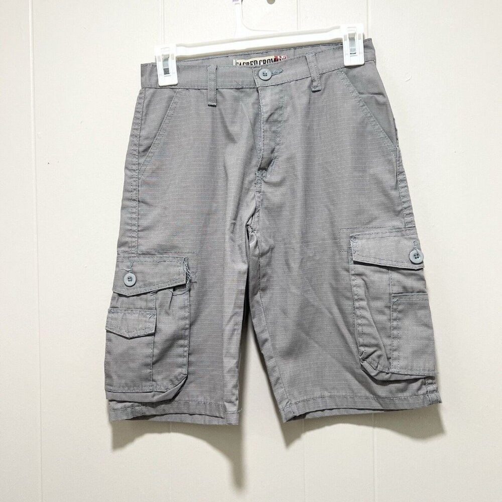 Sacred Crown Boys Gray Cargo Shorts Red Size 14